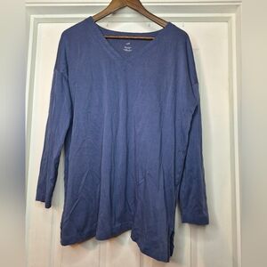 J Jill V-Neck 3/4 Sleeve Top - Blue Large